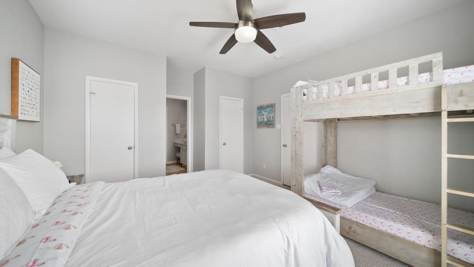 Room offers 2 closets and access to shared bath