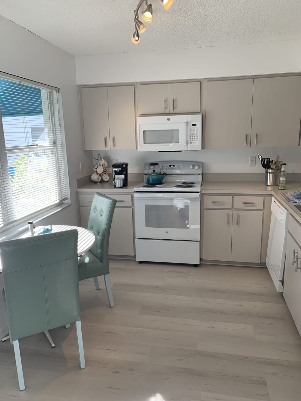 kitchen with plenty of natural light breakfast nook for two