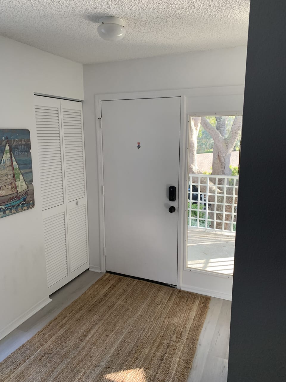 Front door with large open air deck private 