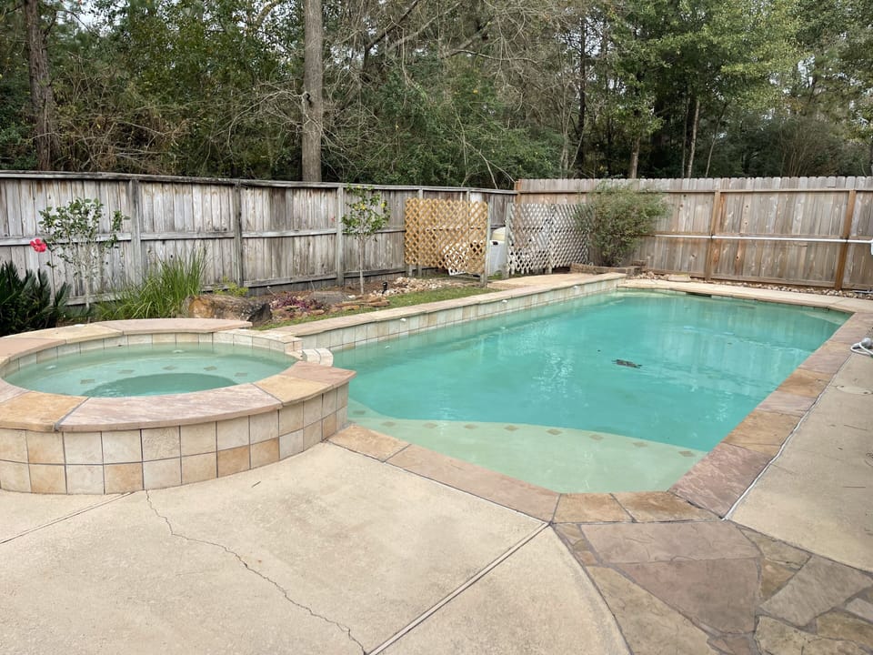 Private heated pool and spa. Backs up to a green belt.
