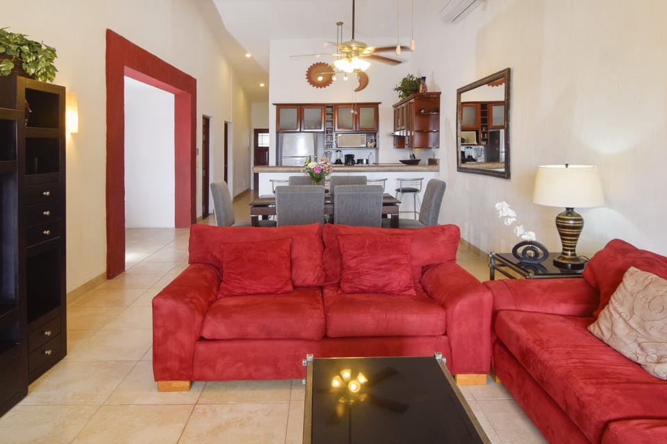 Open living area and dining area