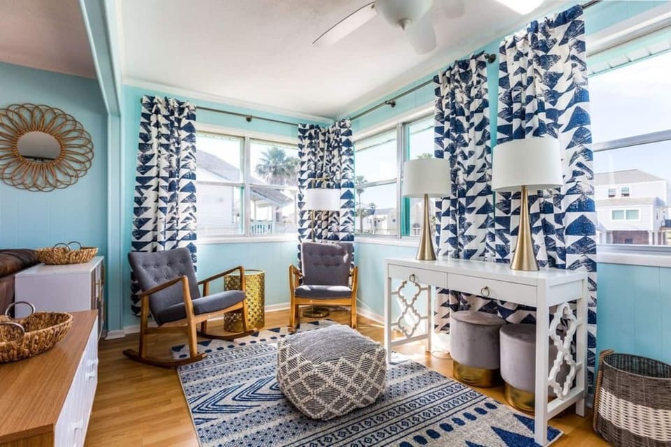 Our large family living room with two different sitting areas