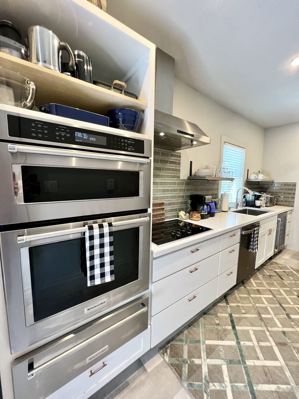 KitchenAid - convection double oven/microwave combo with warming drawer below