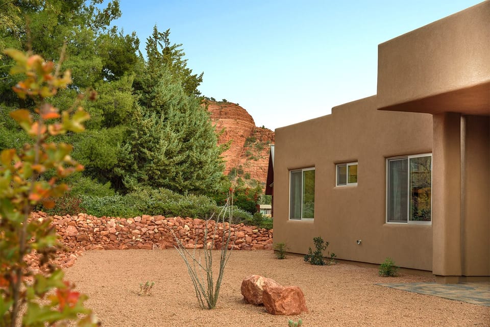 Back yard with non-chemical landscaping