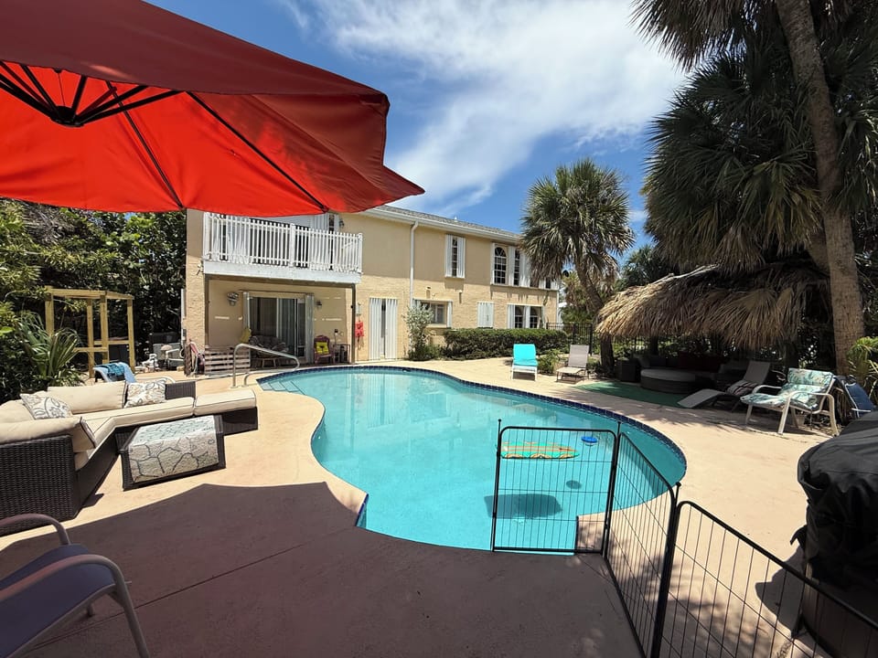 Huge private pool with another new pergola-growing Stephanotis Bridal Jasmine