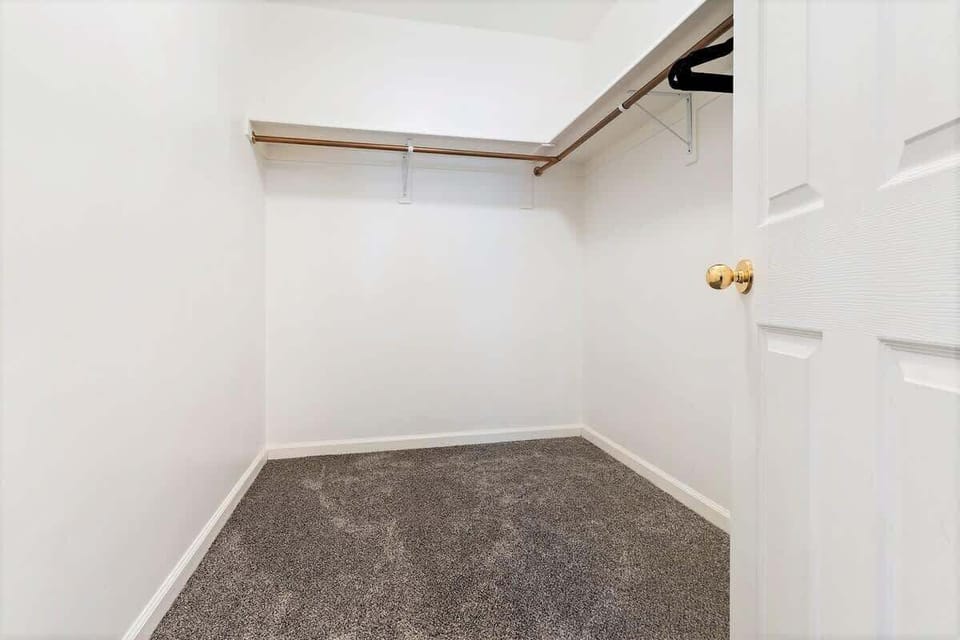 Master walk-in closet in bathroom