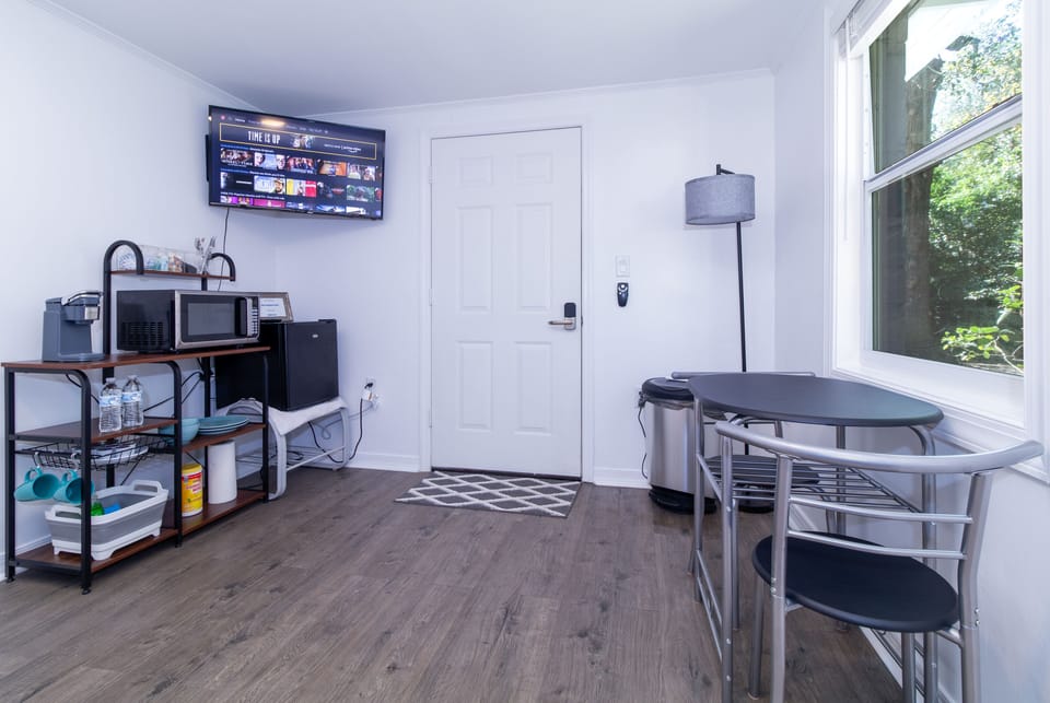Enjoy the privacy of your own tv, coffee, and breakfast table in the master