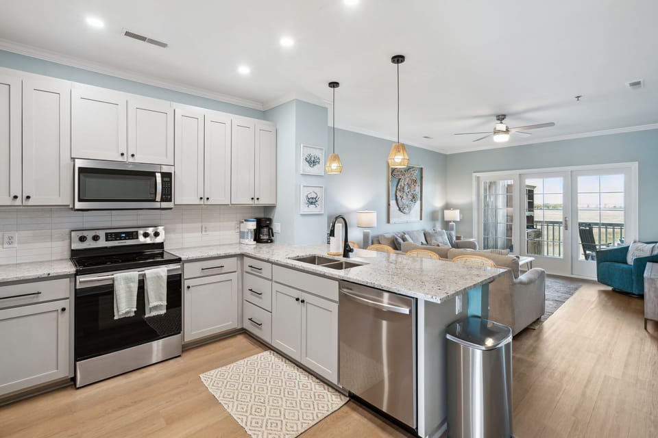 Kitchen with River & Marsh Views