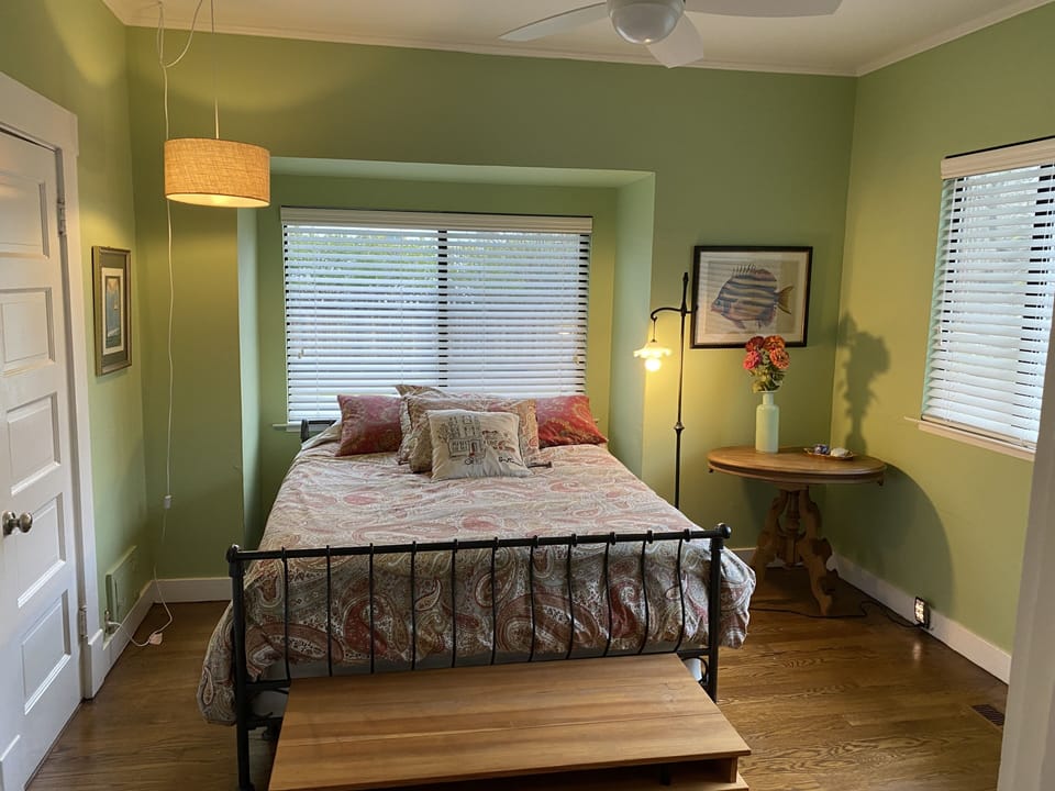 Front bedroom.  Door to bathroom on left.