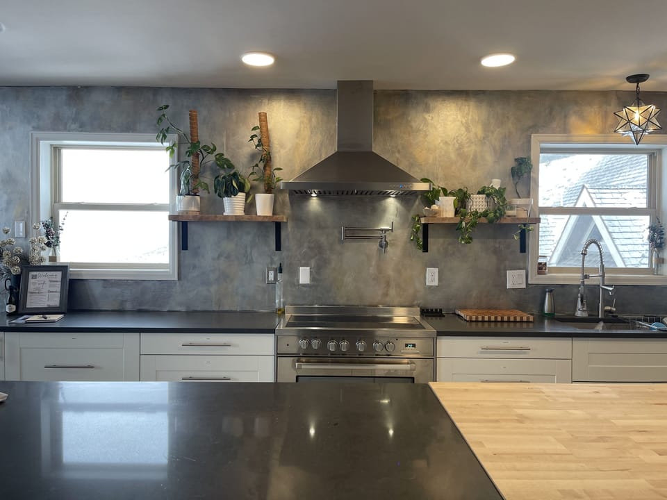 Large, lively kitchen space