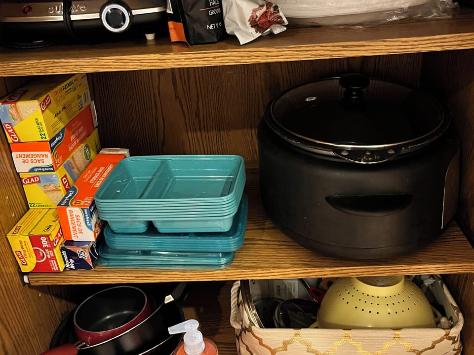 Crockpot and to go Tupperware for your convenience. 
