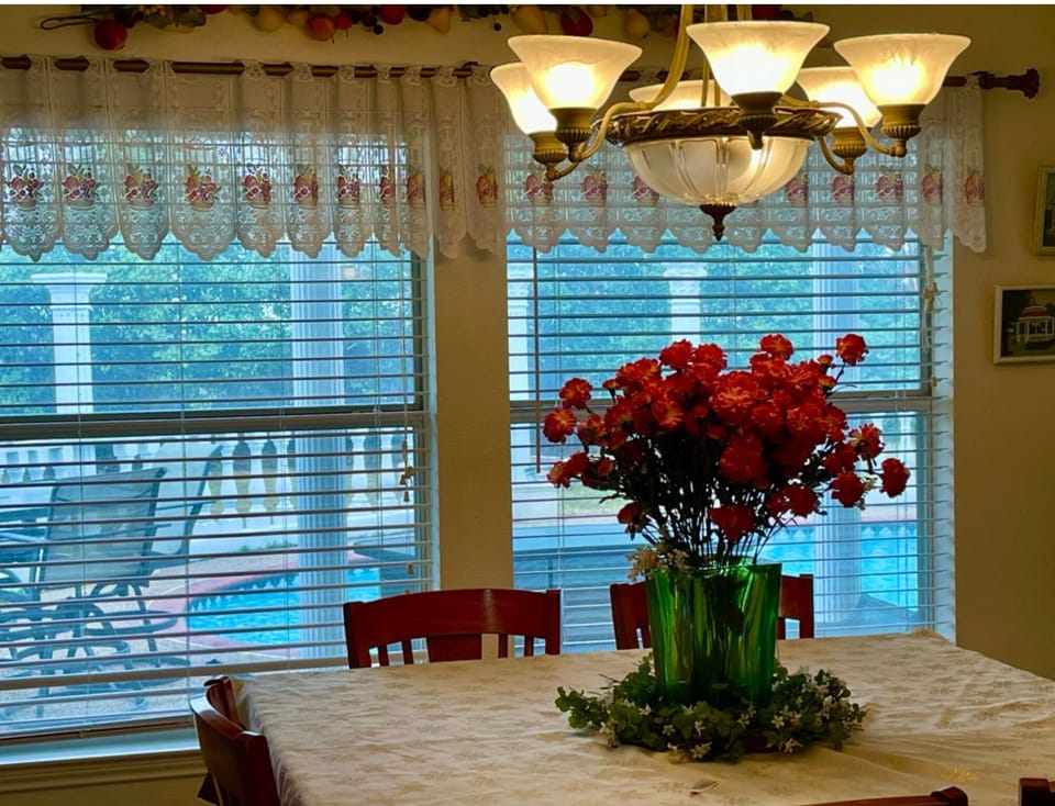 Breakfast nook with aview to the patio. 
