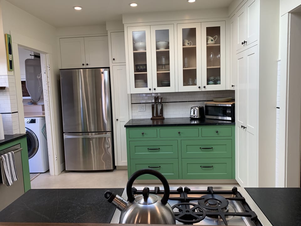 Kitchen view from bar top.