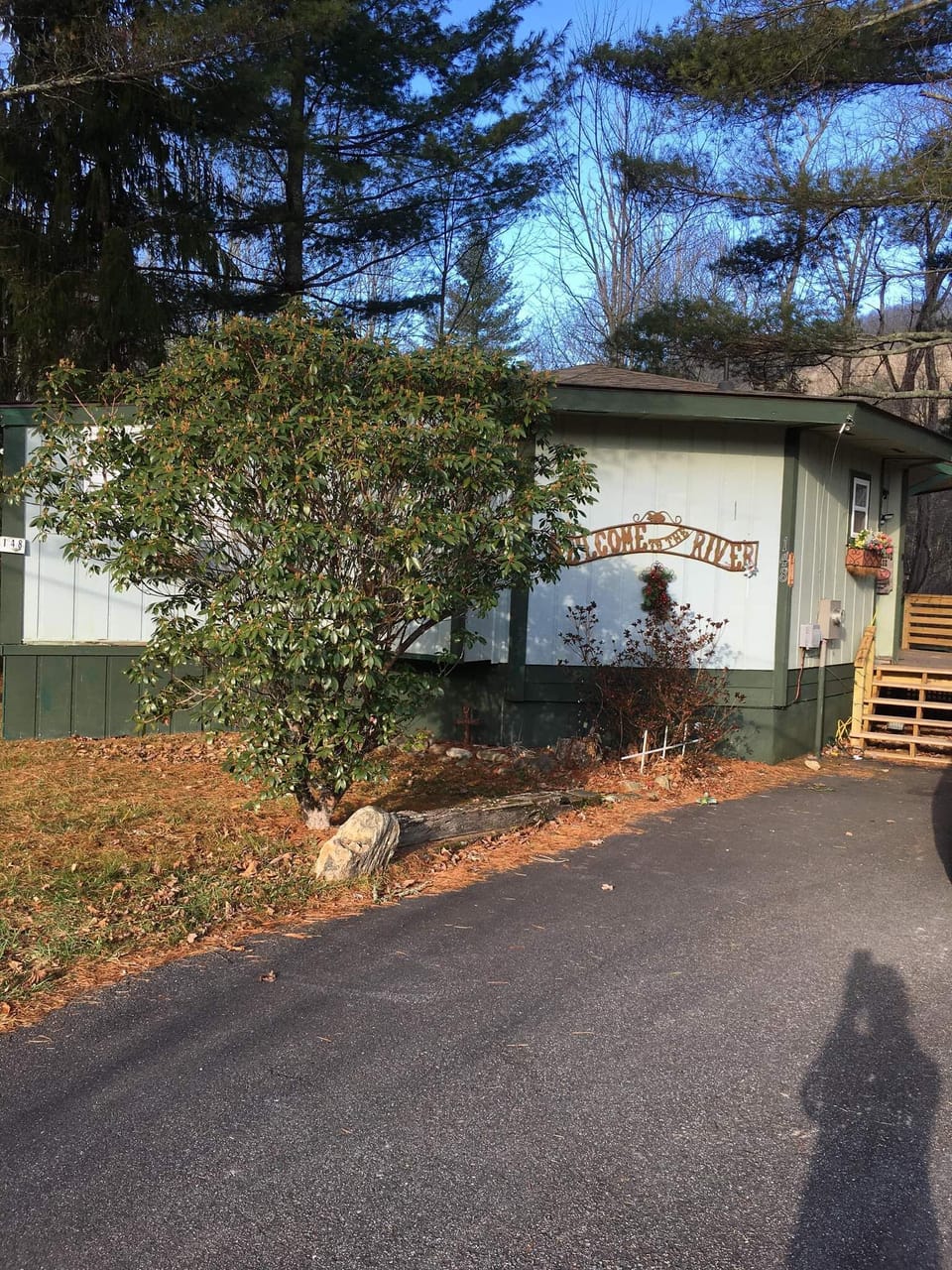 Front of house and private driveway 