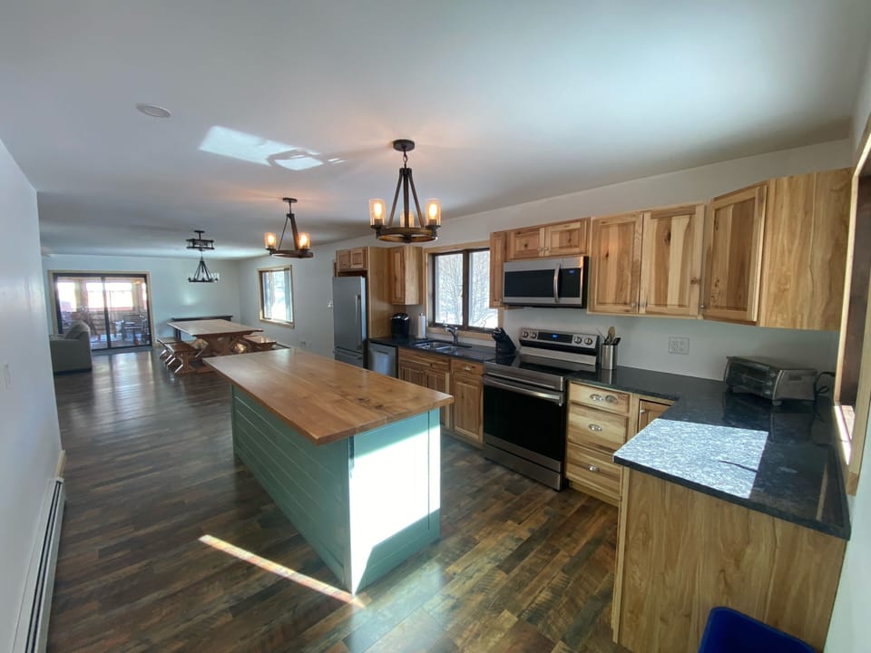 Custom built 8 foot island with stools
