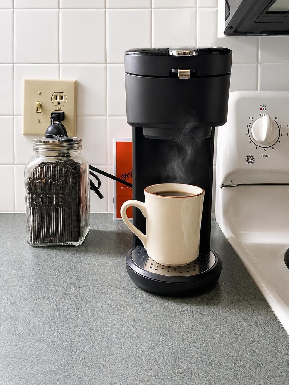 The Keurig coffee maker makes it easy to enjoy a fresh, hot cup of coffee whenever you like.