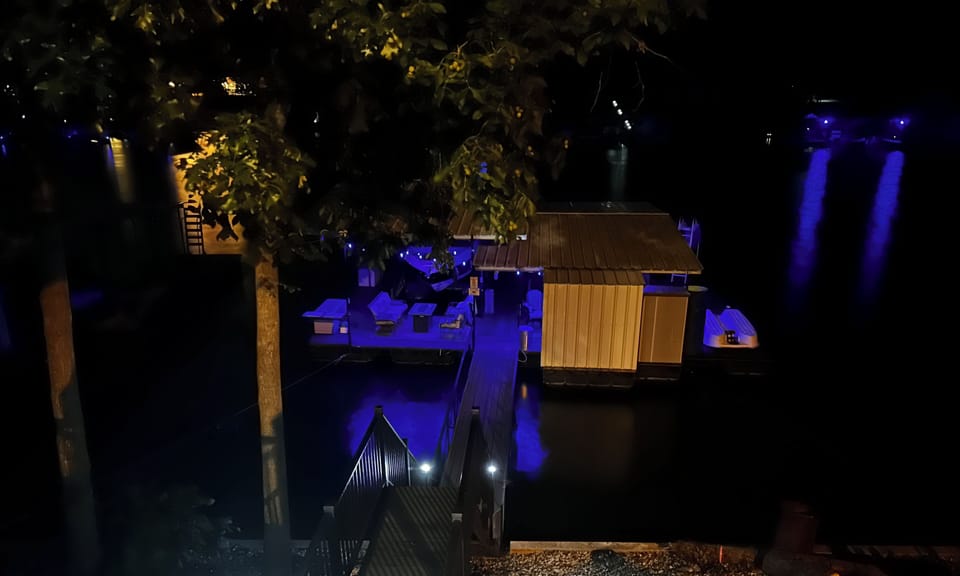 View of the dock at night 