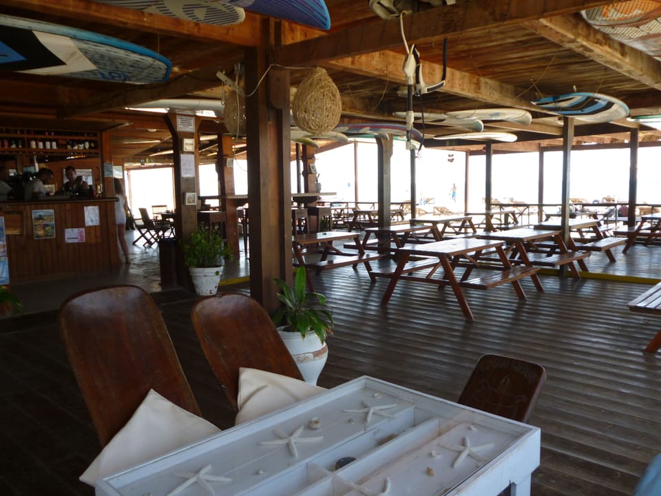 Angulo's beach bar right opposite the apartment complex