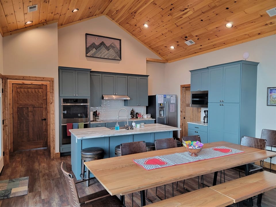 We built the wall art, dining table and benches :)