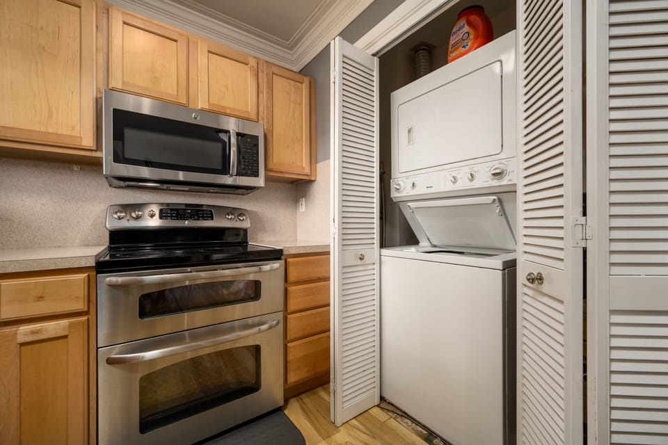 Washer/Dryer/Detergent, Oven & Microwave. 