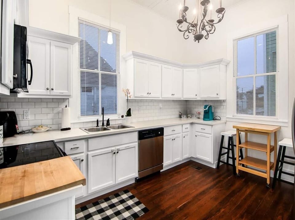 Kitchen view.  All cabinets are labeled for your convenience 