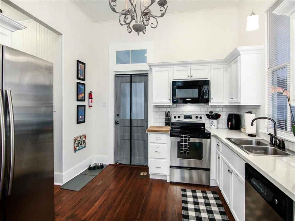 Kitchen view. Doggy dinner set up for your furry friends 