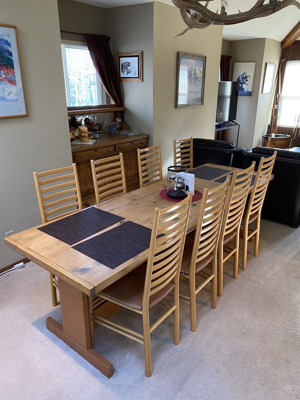 Dining area seats 8.