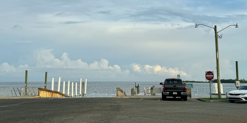Cedar Key public boat launch. There are 2 boat ramps & parking for trailers. 
