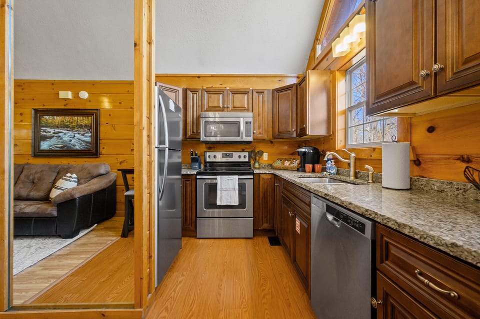 Full size fridge, if you plan on cooking there is plenty of space.
