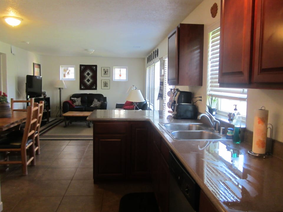 Kitchen area open to dining and living space