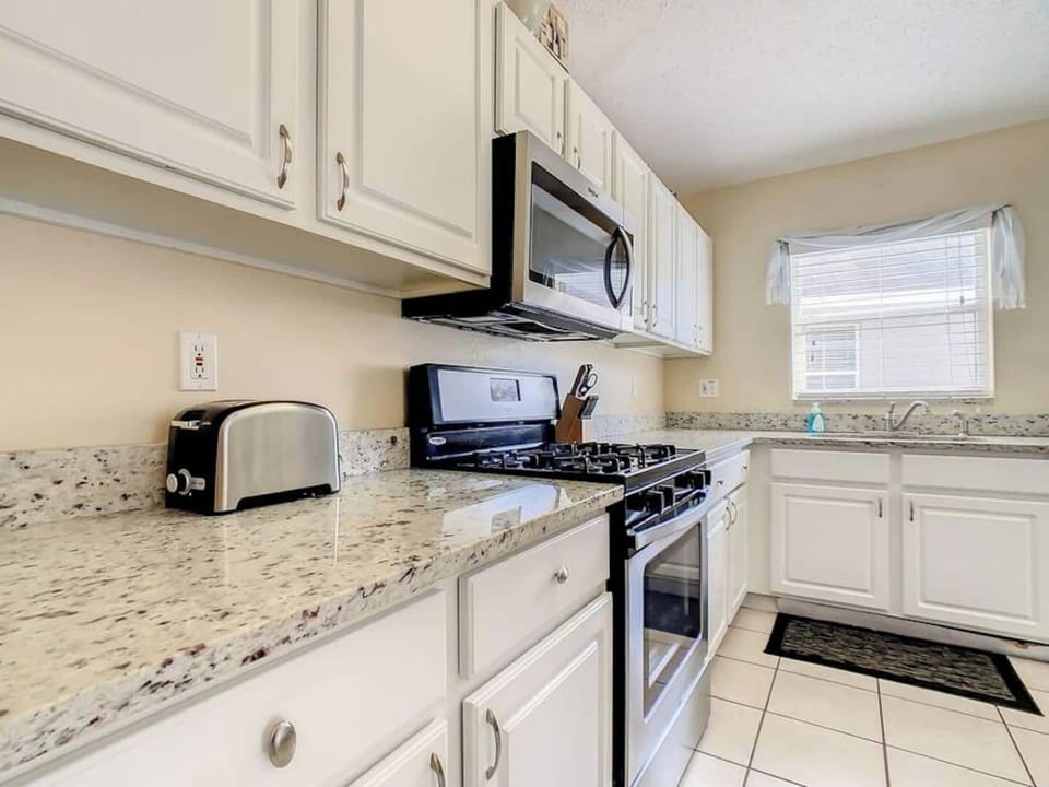 Sleek countertops and all the cooking essentials 