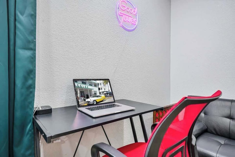 Computer desk with chair with High speed Wifi (laptop not included)