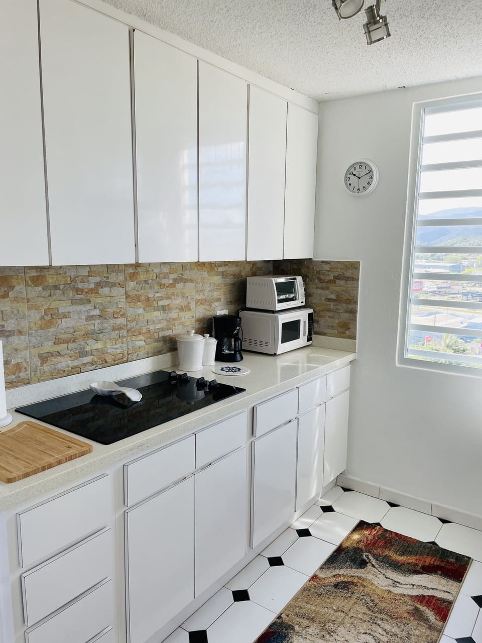Dishes, utensils, pots, pans, and cooking oils and spices, fire extinguisher 