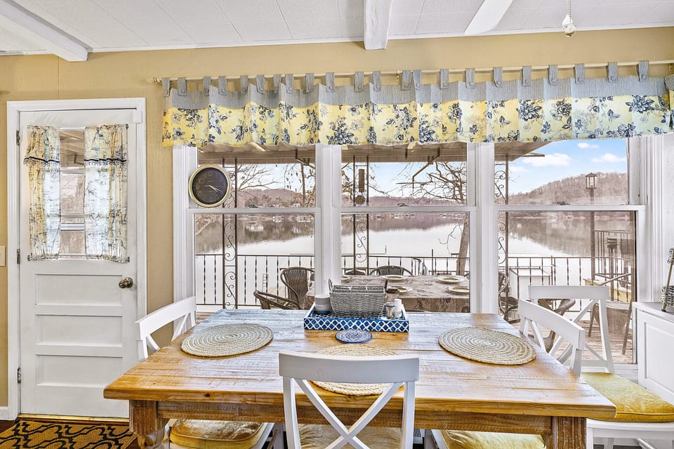 Indoor & outdoor tables seat your large group, and that view!!!