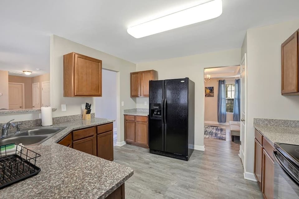 Kitchen is stocked with basic cooking items for a delicious meal. Coffee included.
