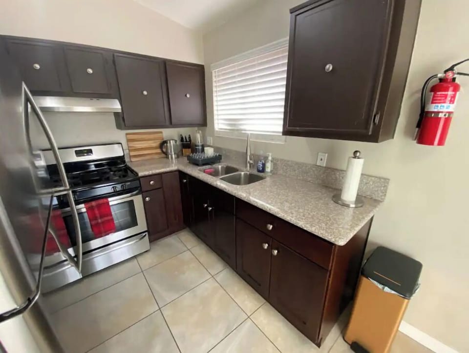Gas range and stove with large refrigerator 