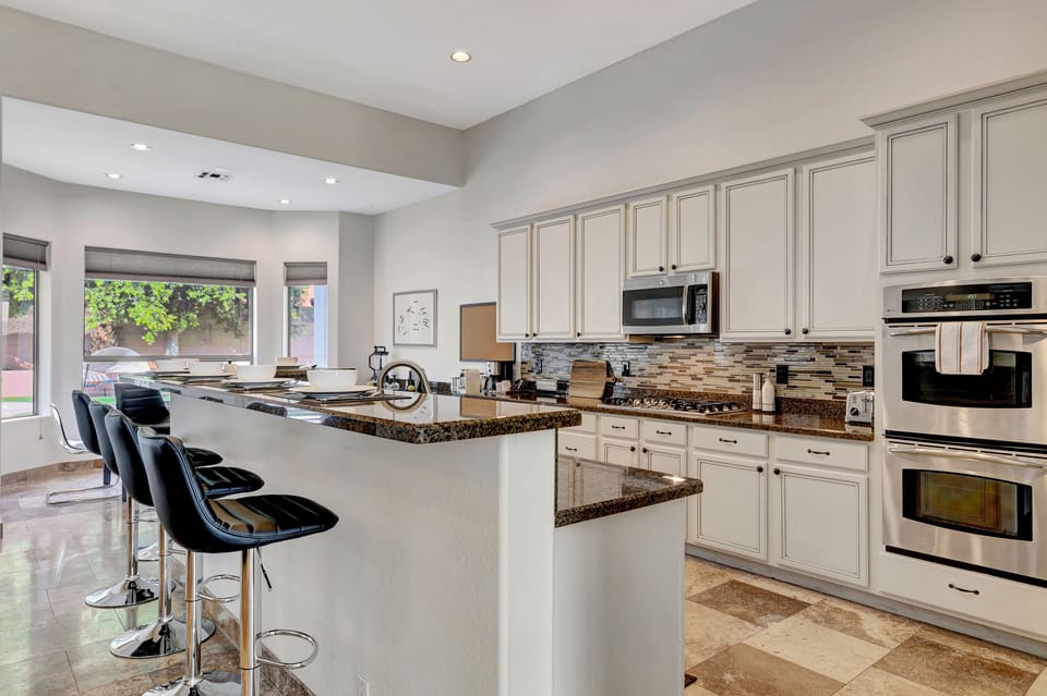 Kitchen stocked with everything you need to cook, Counter sits 6 comfortably
