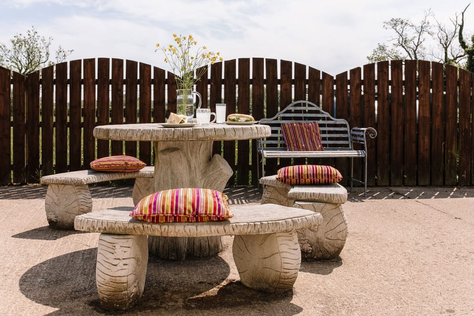 Patio area outside Brookhall Lodge view