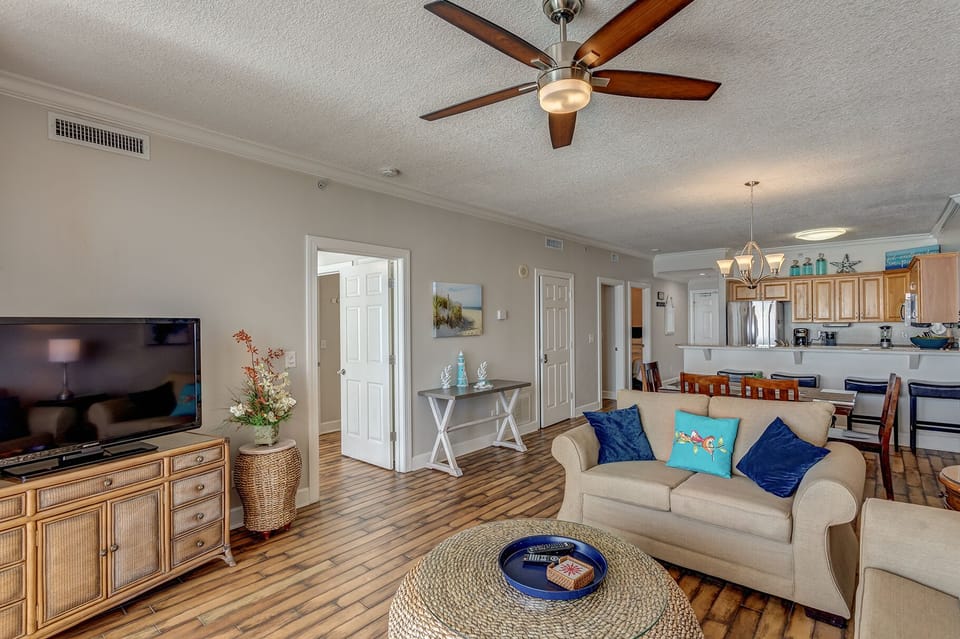 Living room with large flat screen TV