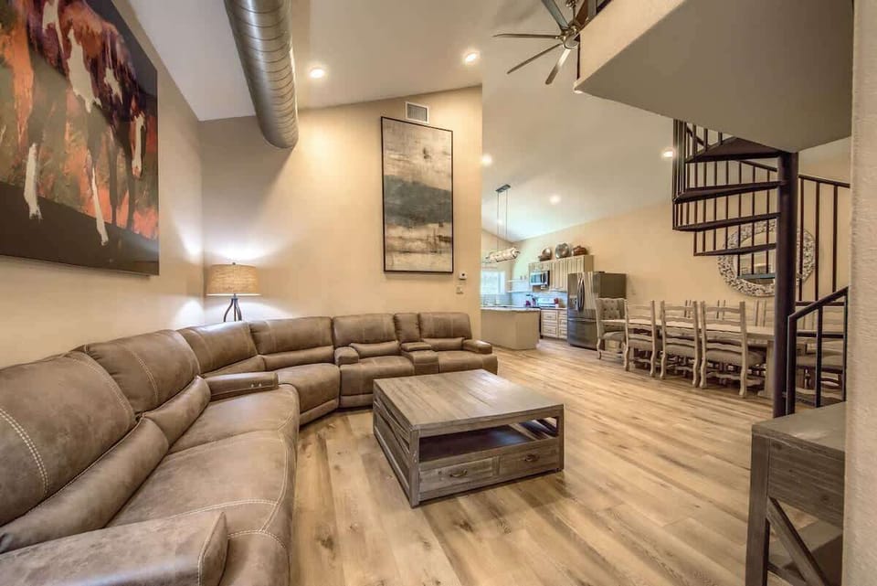 Large sectional in living area in the Barndominium! 