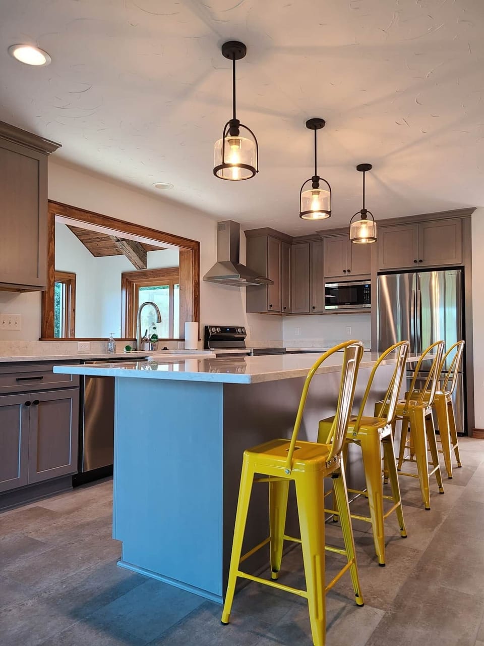 Kitchen with stools