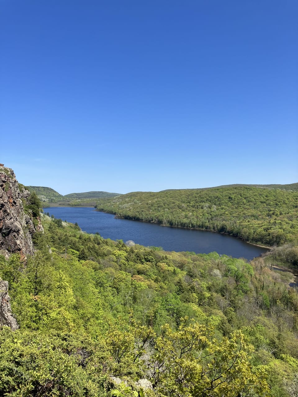 Nearby Lake of the Clouds in spring- so many trails to explore in the Porkies!
