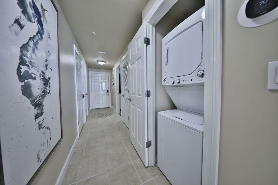 Washer and dryer in unit.
