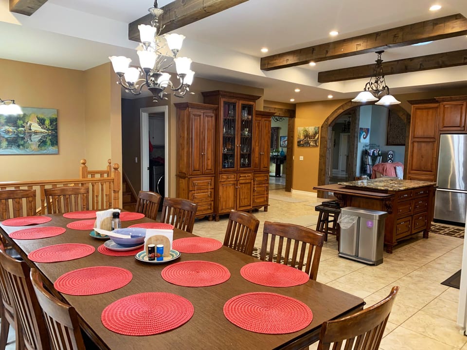 Large dining table seats up to 14