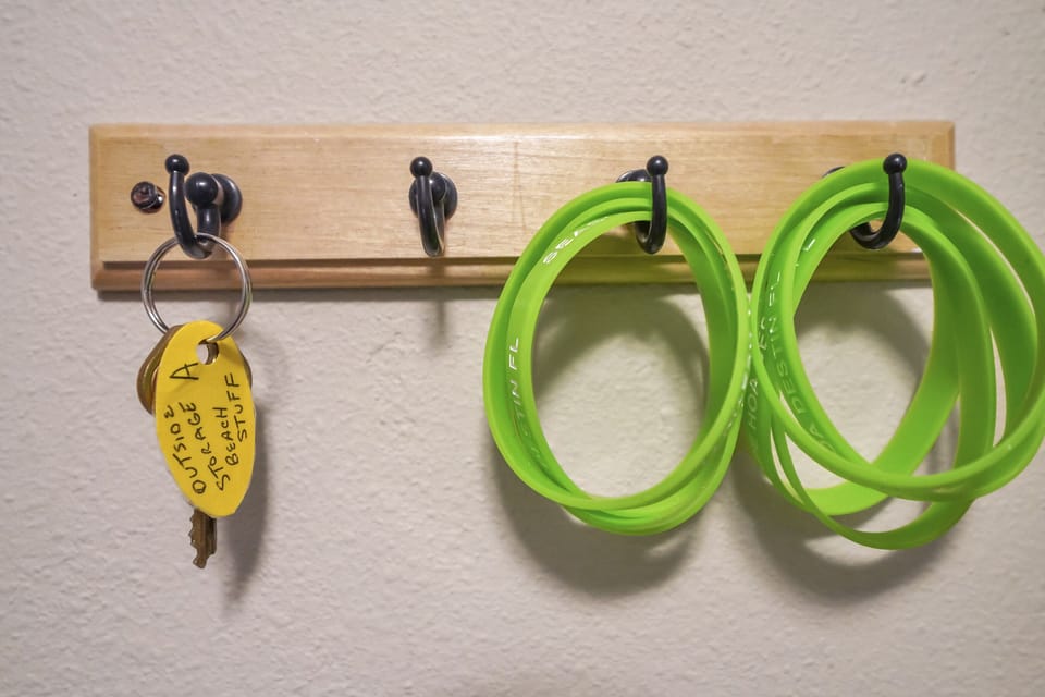 Pool band, outdoor shed key