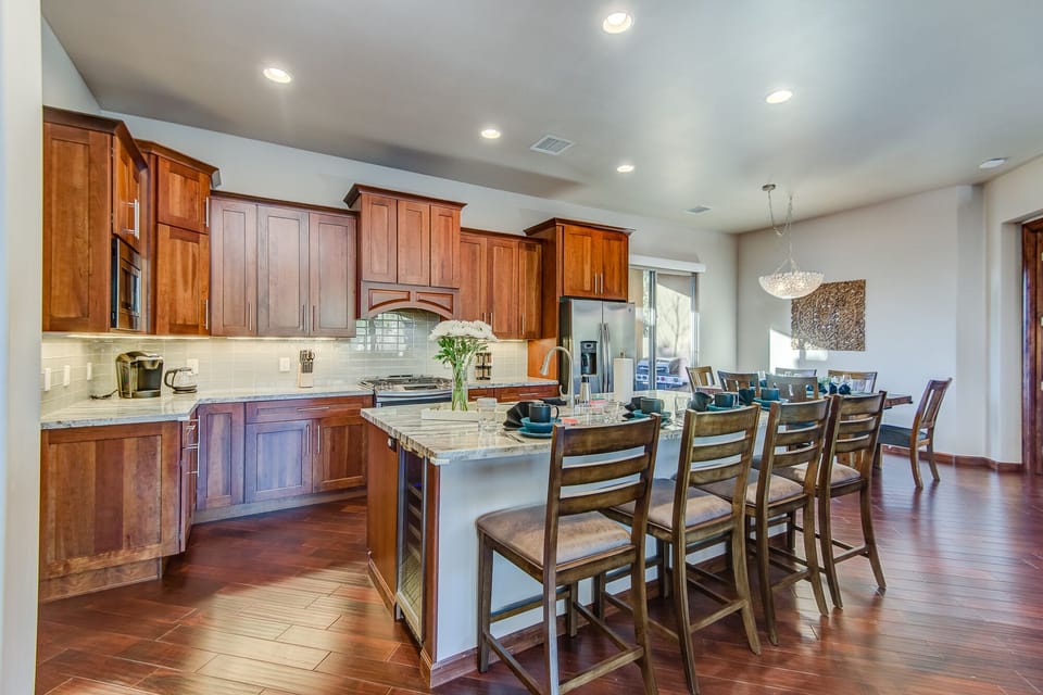 Center Island with a Wine Fridge