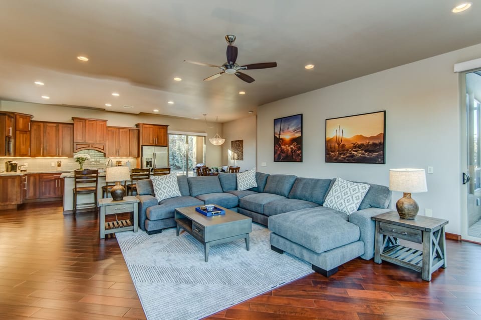 Great Room with Stunning Hardwood Flooring