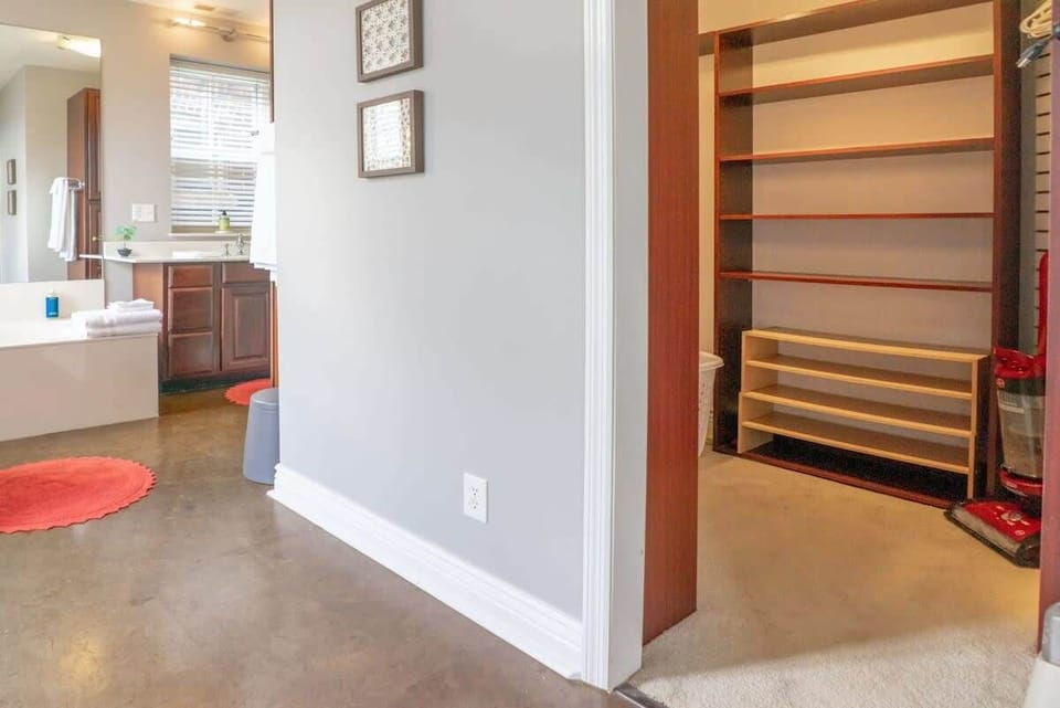 Generous closet space with shelving to keep everything organized during your stay. #StayOrganized 