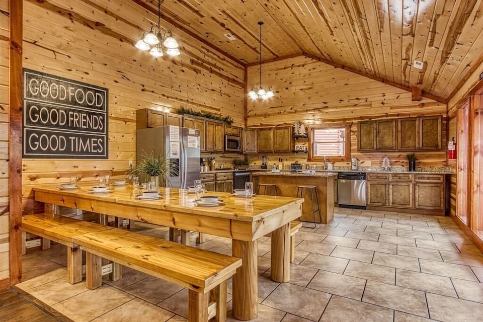 Eat, Drink and Be Beary's kitchen and dining area