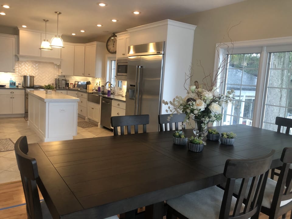 Dining area and kitchen. 2nd dining table shown in another picture.